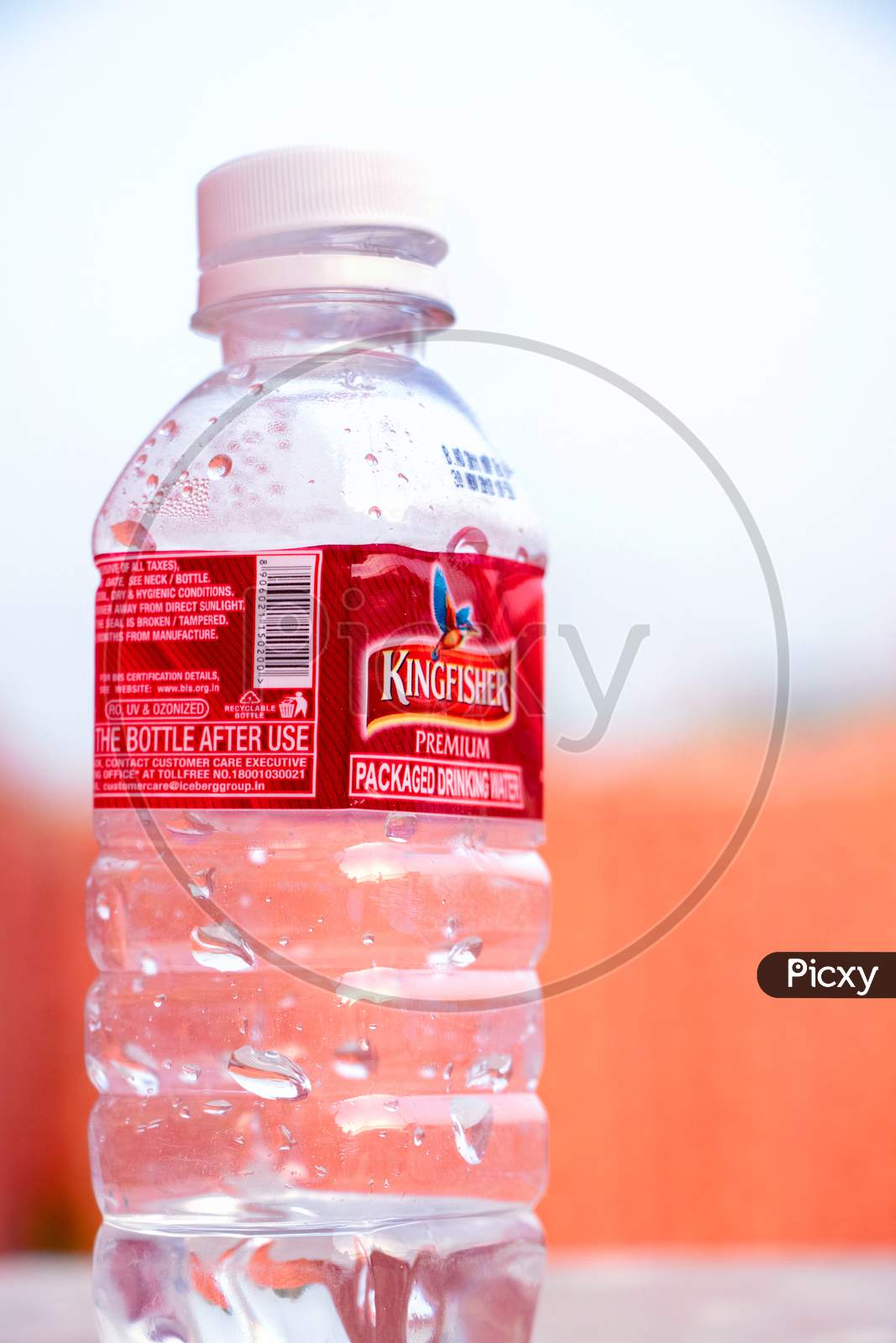 Delhi, India, December 2018 : Mineral Water Bottle In Kingfisher Brand With Blur Background.. Selective Focus