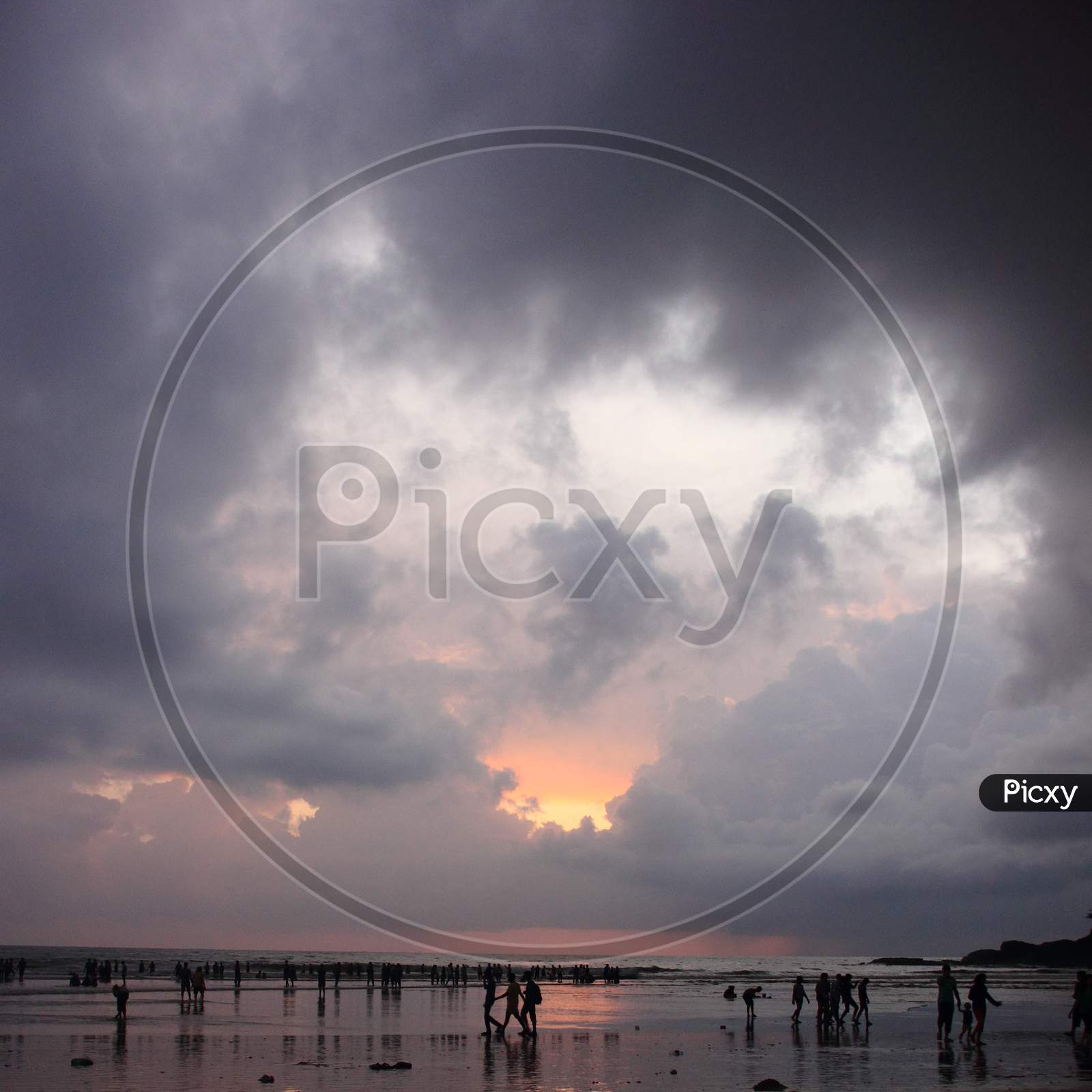 Evening sunset with beautiful sky and cloud, India