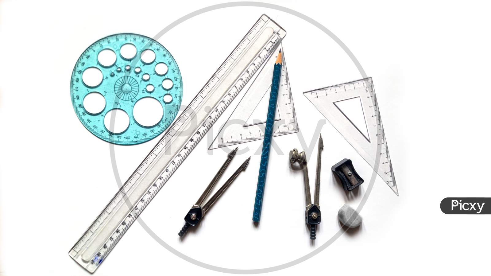 Drawing Instruments On A White Background