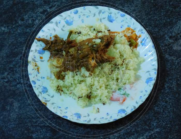 View Of Delicious Food(Biriyani)In A Bowl