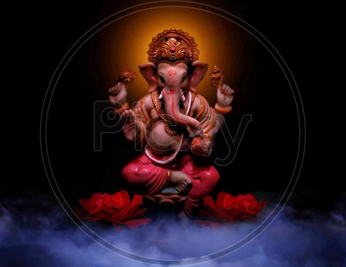 Lord Ganesha Black Background Photo