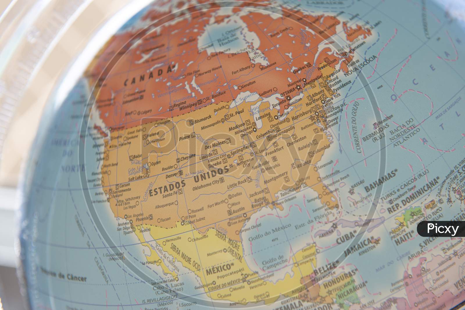 Close Up Of Terrestrial Globe With Focus On North America.