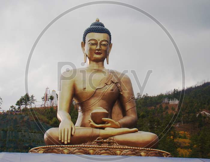 Giant Buddha statue in Thimpu, a capital city of Bhutan.