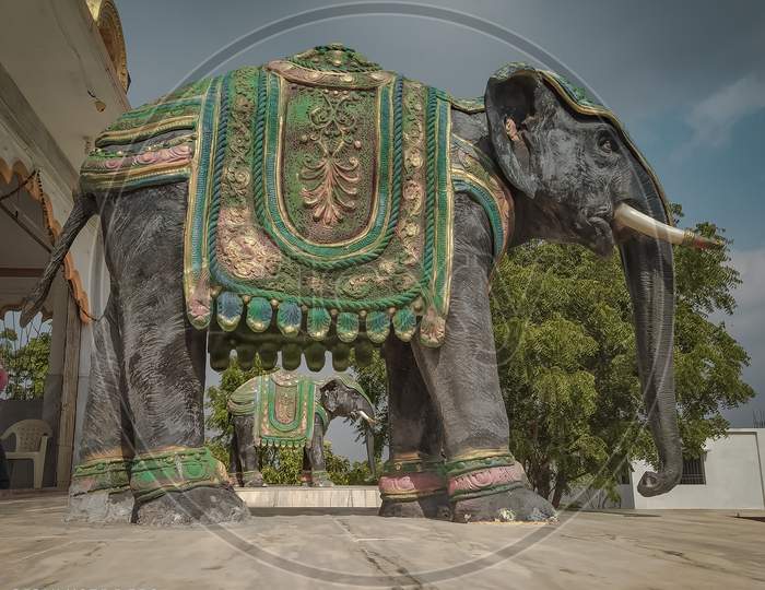 Elephant sculpture at temple