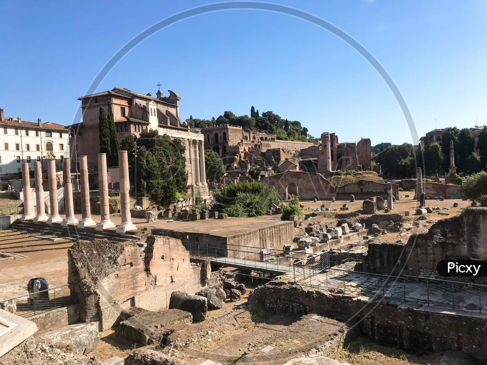 Beautiful View of Ancient Rome forum,Rome Italy. UNESCO world heritage site . selective focus.
