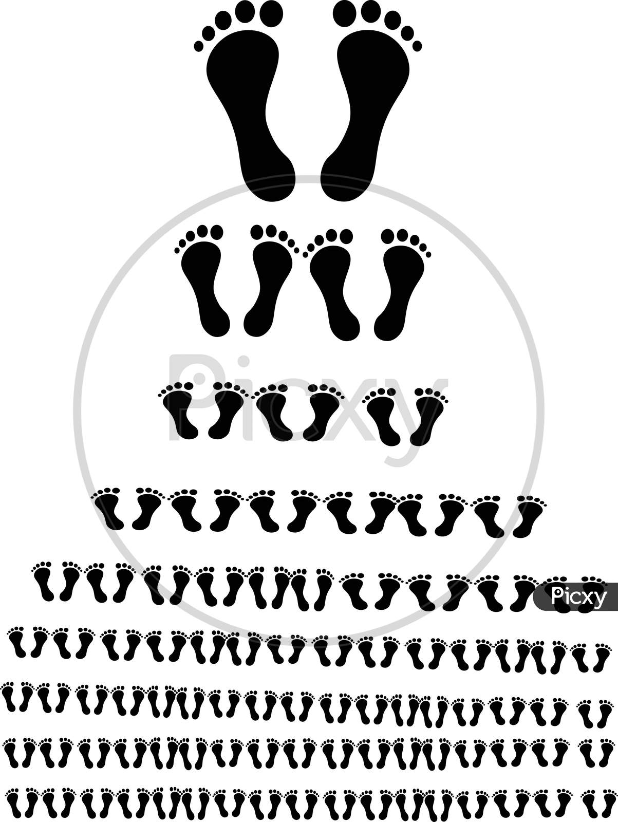 foot prints or foot pathway of family members