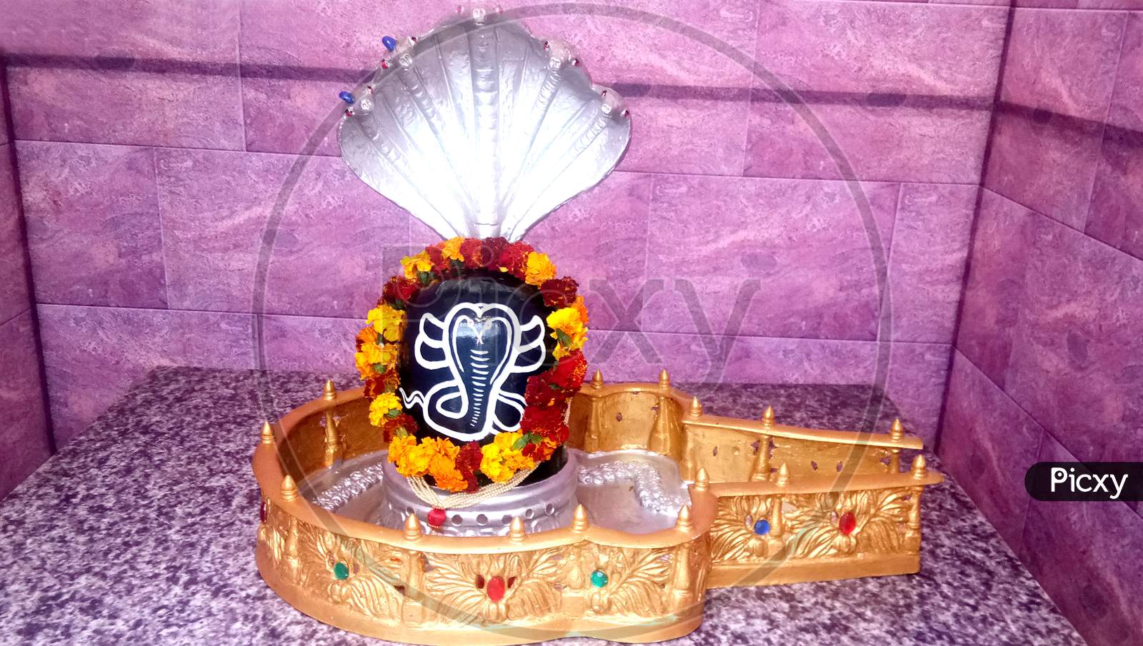Closeup Of Hindu God Shiva Linga,Representation Of Lord,Used For Offering Prayers