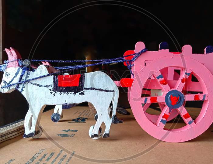 Beautiful hand made ox and cart
