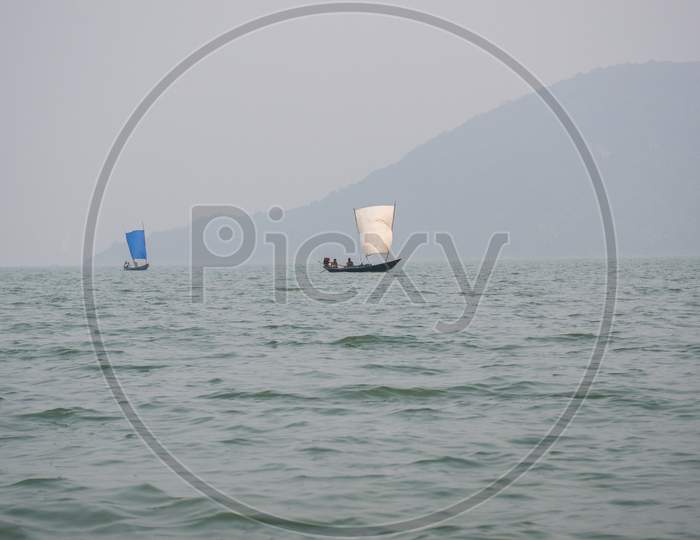 sail boat at chilika lake