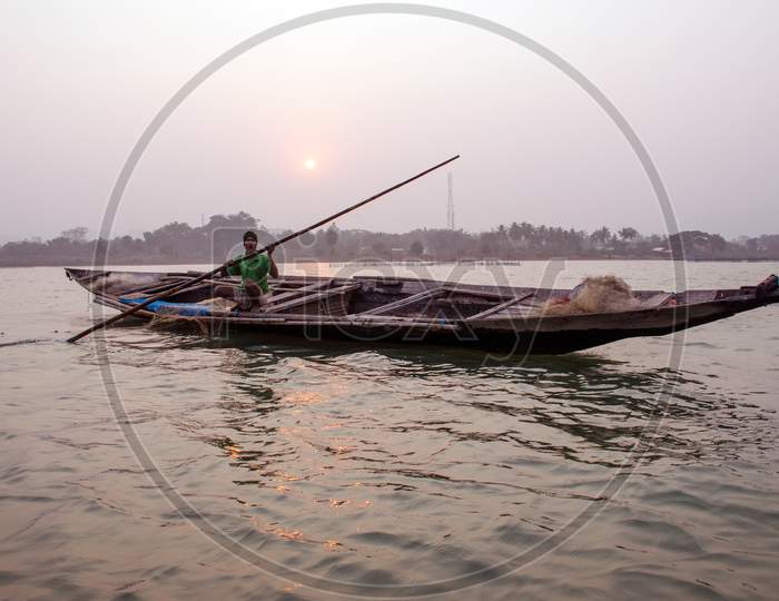 fishingboat and sunset at rambha