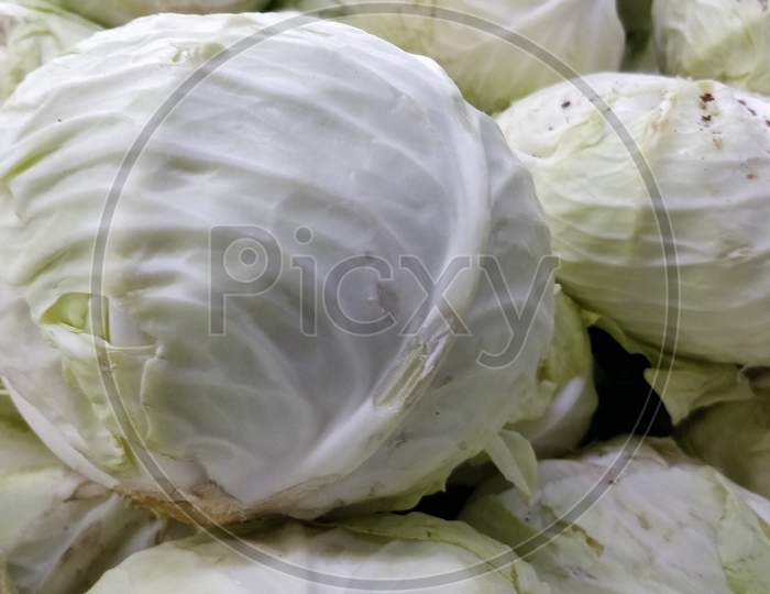 Closeup shot of a pile of cabbage