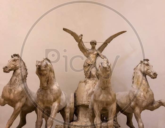 Statue of the Goddess Victoria Riding on Quadriga, Altare della Patria, Rome,