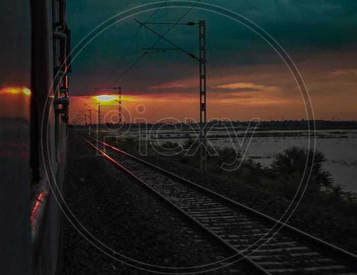 Sunset with train.