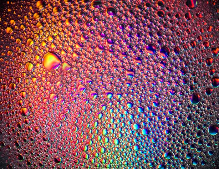Selective Focus On A Macro Shot Of Soap Bubbles With Different Vibrant Colors, Abstract, Background And Wallpaper.