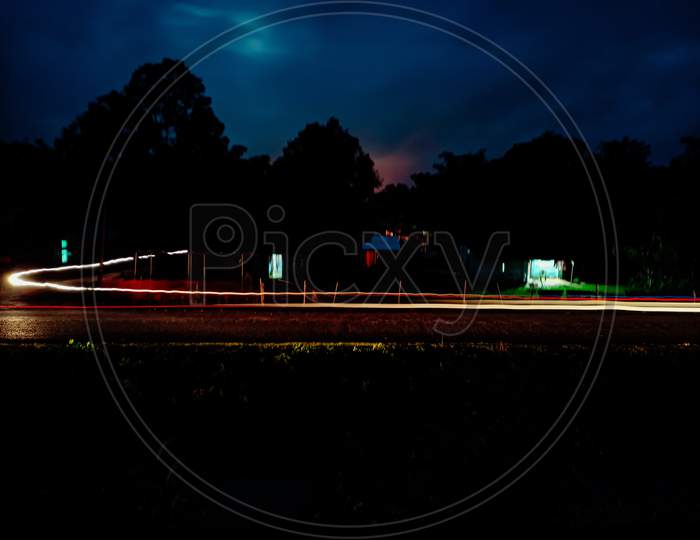 Night shot, moving Car