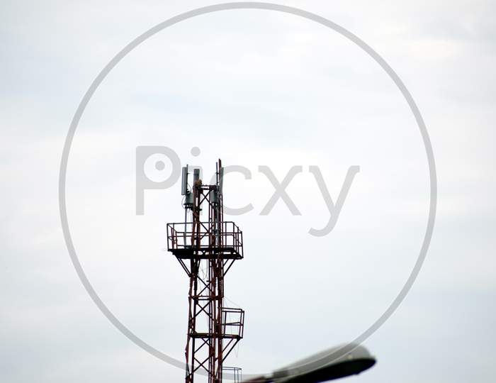 Beautiful Picture Of Single Network Tower Isolated On White Background