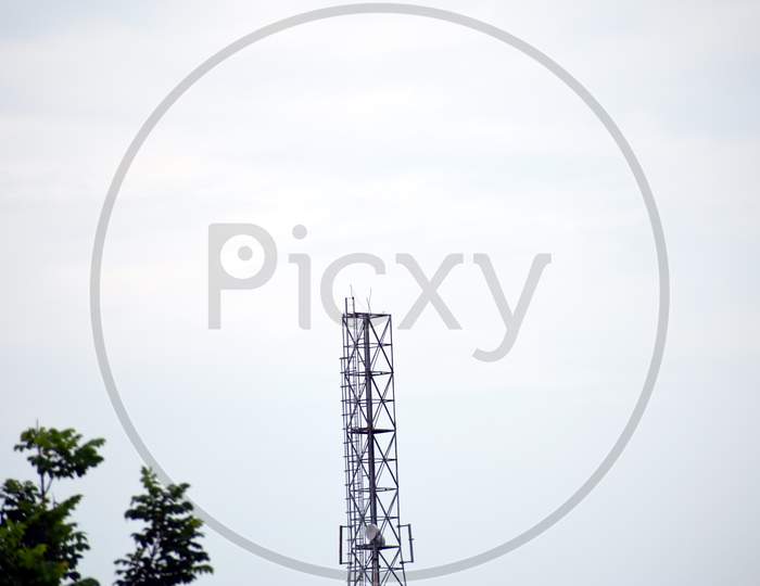 Beautiful Picture Of Single Network Tower Isolated On White