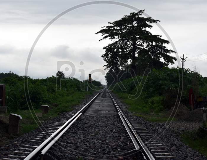 Rail Way Track And Background View