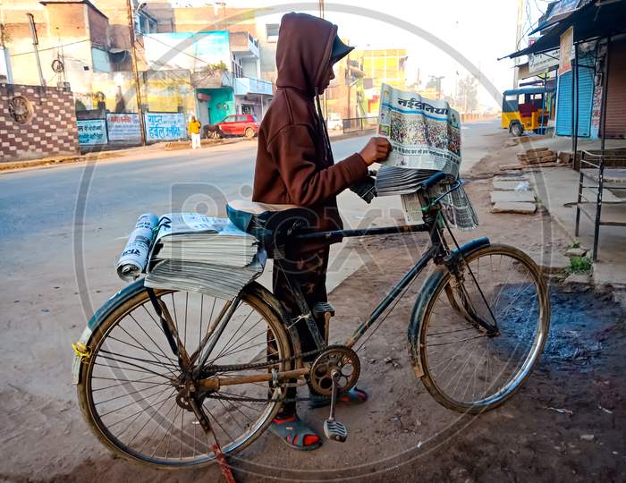Indian Newspaper Street Vender.