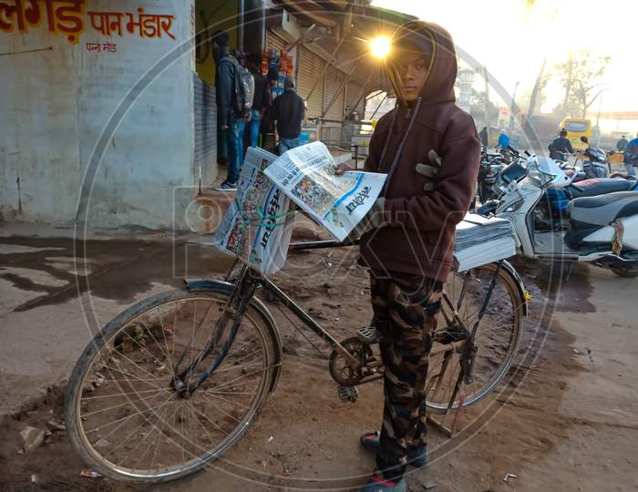 Indian Newspaper Street Vender.
