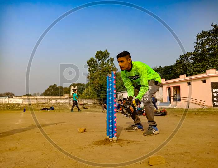 Indian City People Sport Activity On Ground.