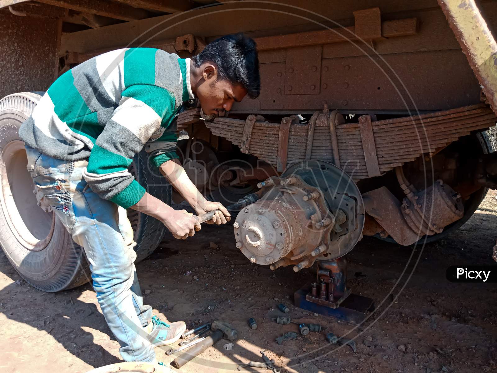 Indian Automobile Garage Worker.