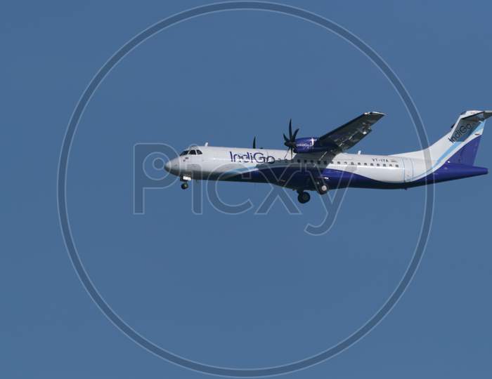 An Indigo Airlines Flight Landing At Mangalore International Airport.