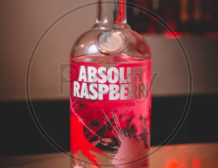 Bottle Of Absolut Raspberri Vodka