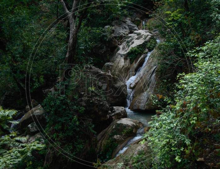 Small Waterfall Under The Famous Neer Garh Waterfall, Rishikesh, Uttarakhand India.