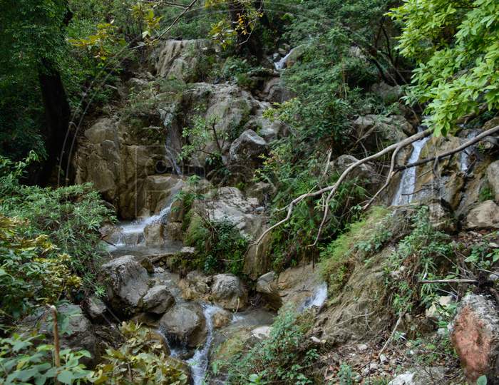 Small Waterfall Under The Famous Neer Garh Waterfall, Rishikesh, Uttarakhand India.