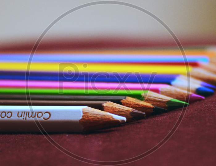 Colorful Sketch Pencils Stacked Together