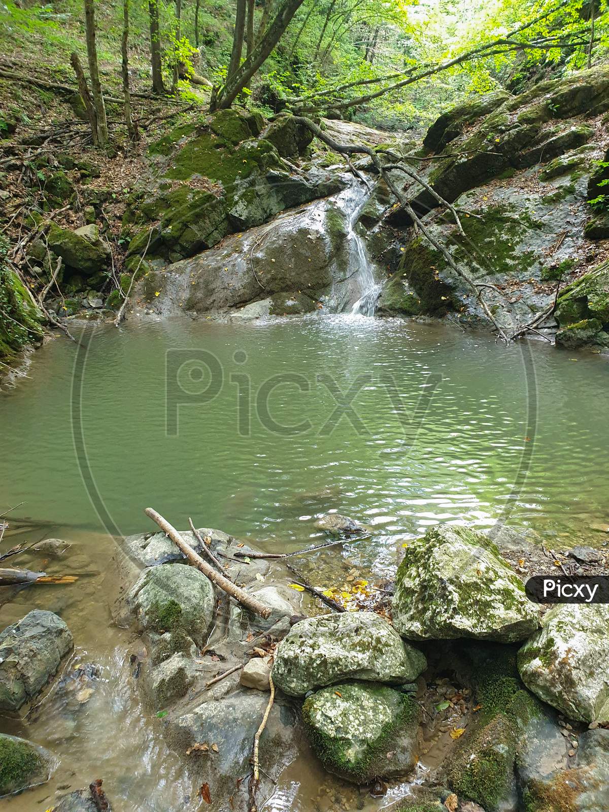 Waterfall Stream In Cheile Borzesti, Transylvania