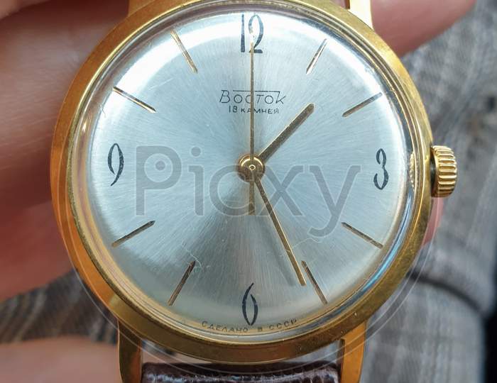 Vintage Vostok Russian Mechanical Watch In Hand
