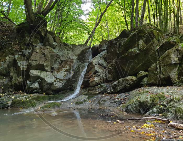 Rocky Waterfall In Cheile Borzesti Gorges, Romania