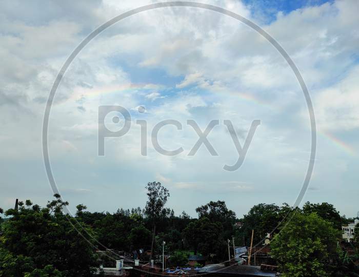 Rainbow after rain,Nature view