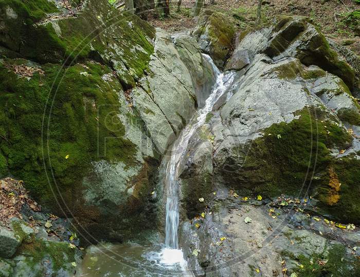 Waterfall Stream In Cheile Borzesti, Cluj, Romania