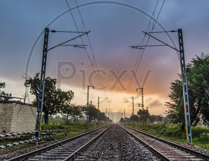 Sunrise Between Railway Track
