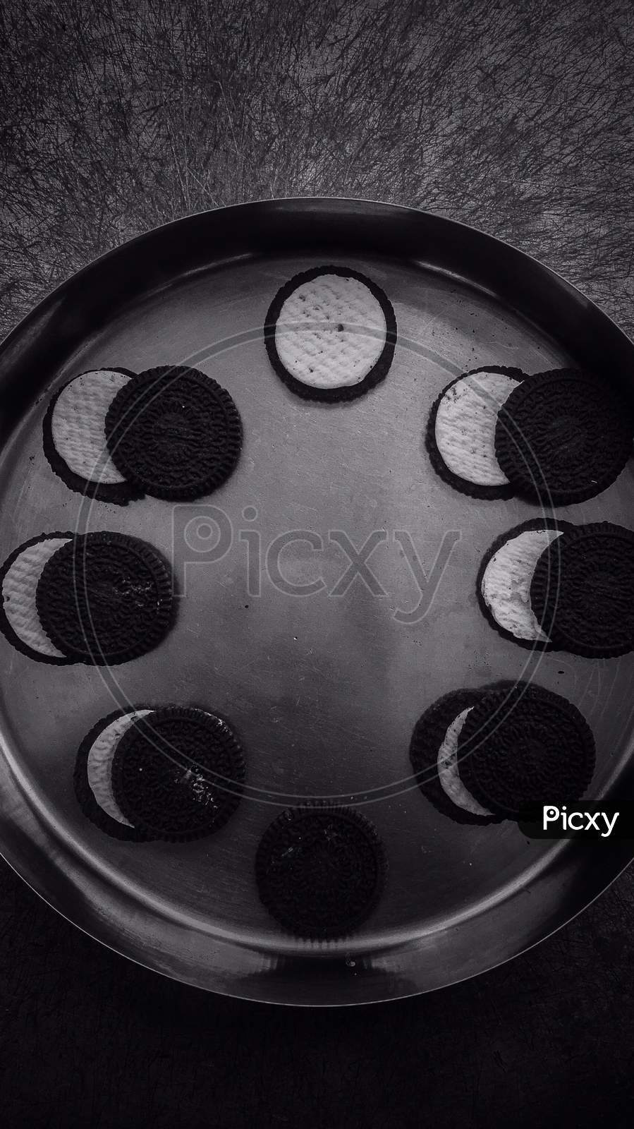 Oreo biscuits as moon phases