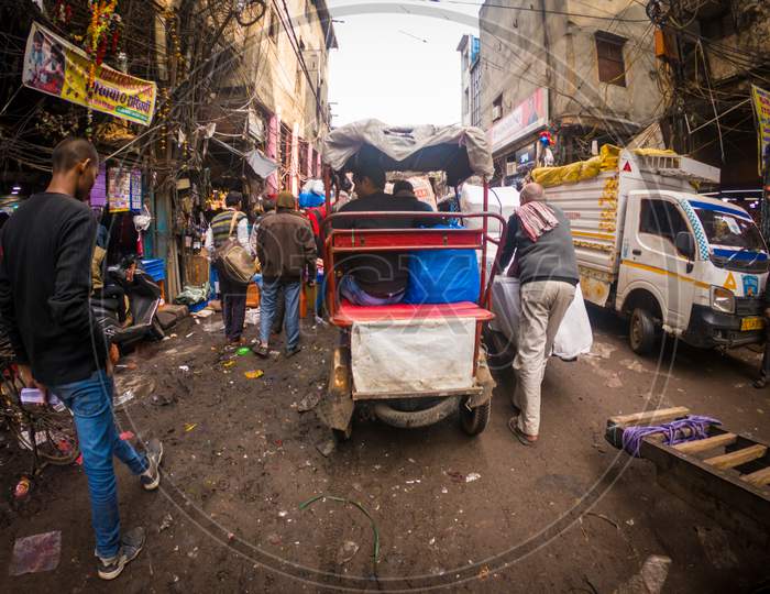 Purani Delhi Street And Market Or Shops Chandni Chowk