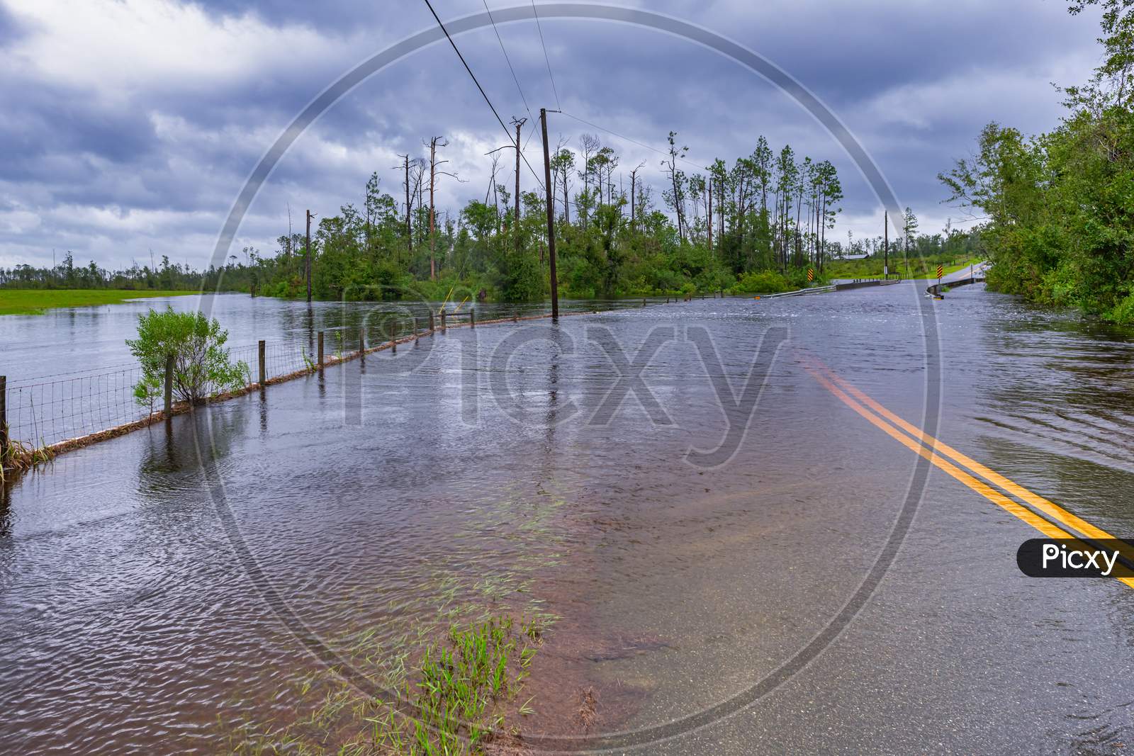 Ed Lee Road Underwater, Flood From Hurricane Sally