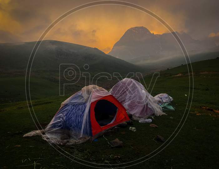 Camping site on the Himalayas