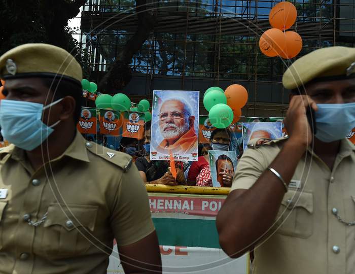 Bjp Supporters Celebrate Prime Minister Narendra Modi'S 70Th Birthday, In Chennai On September 17, 2020.