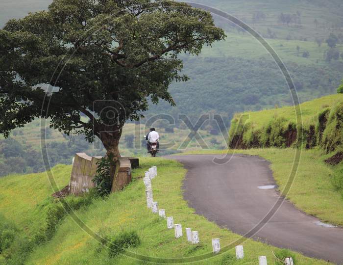 mountain road, bike,nature