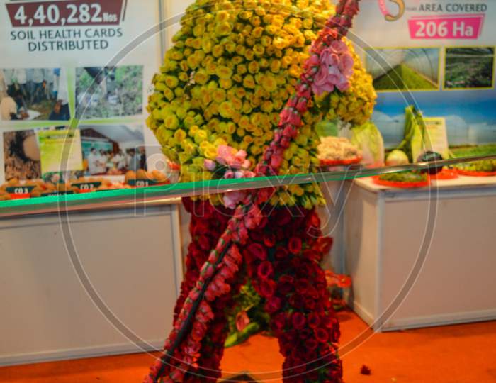 The Cleaning Man Which Is Made Of Cotton And News Paper, Flowers Are There For Exhibition At Pusa, Agriculture Festival, New Delhi.