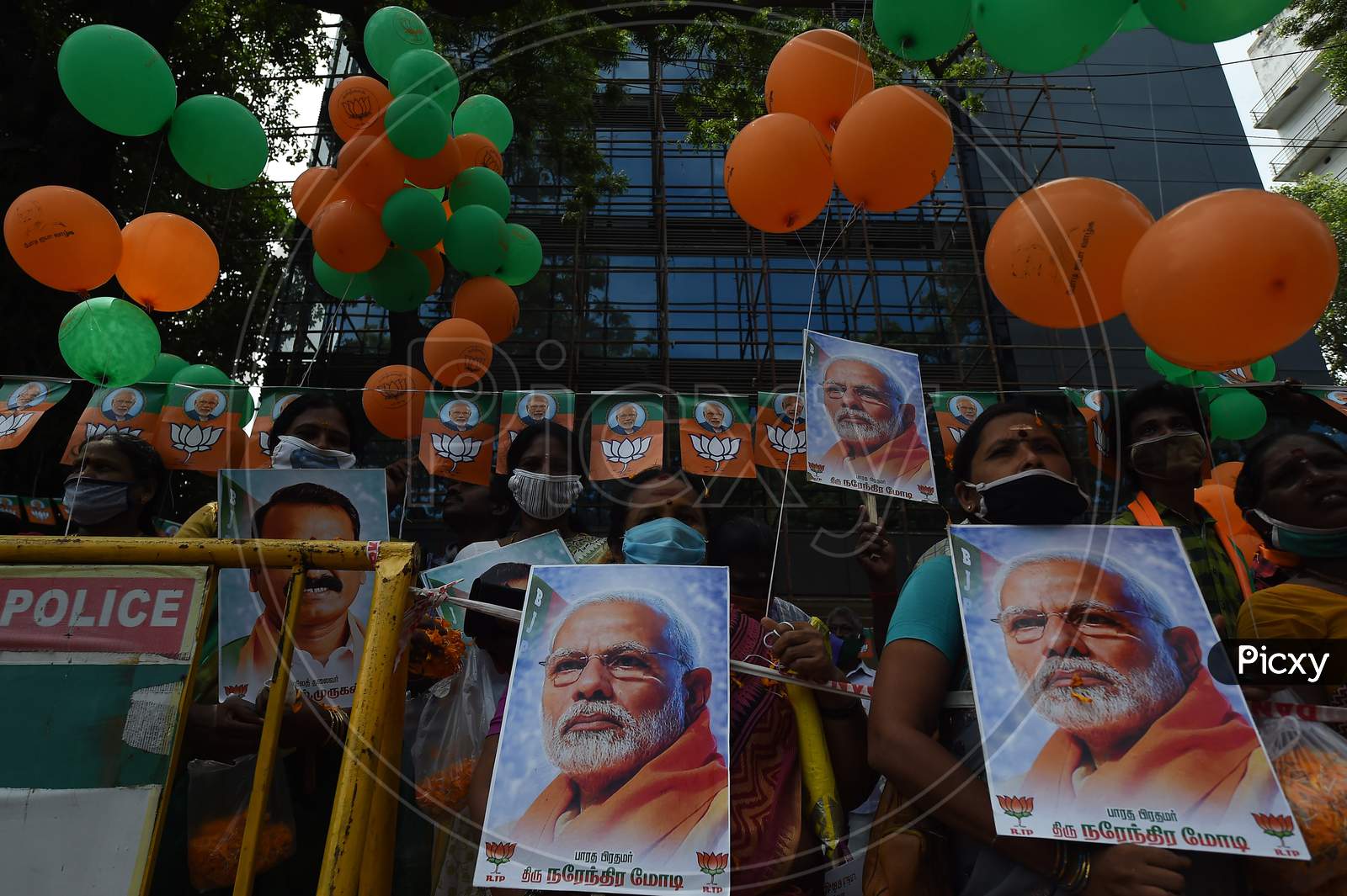 BJP Supporters Celebrate Prime Minister Narendra Modi's 70th Birthday, In Chennai On September 17, 2020.