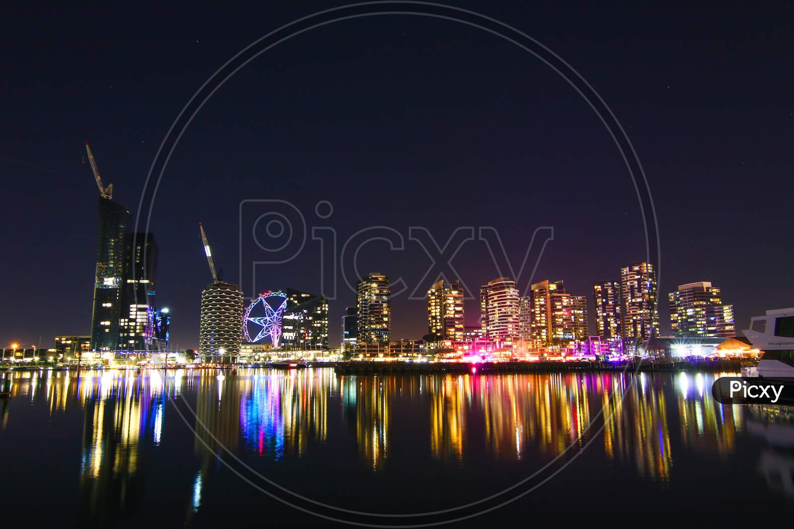 Melbourne docklands night view Melbourne star