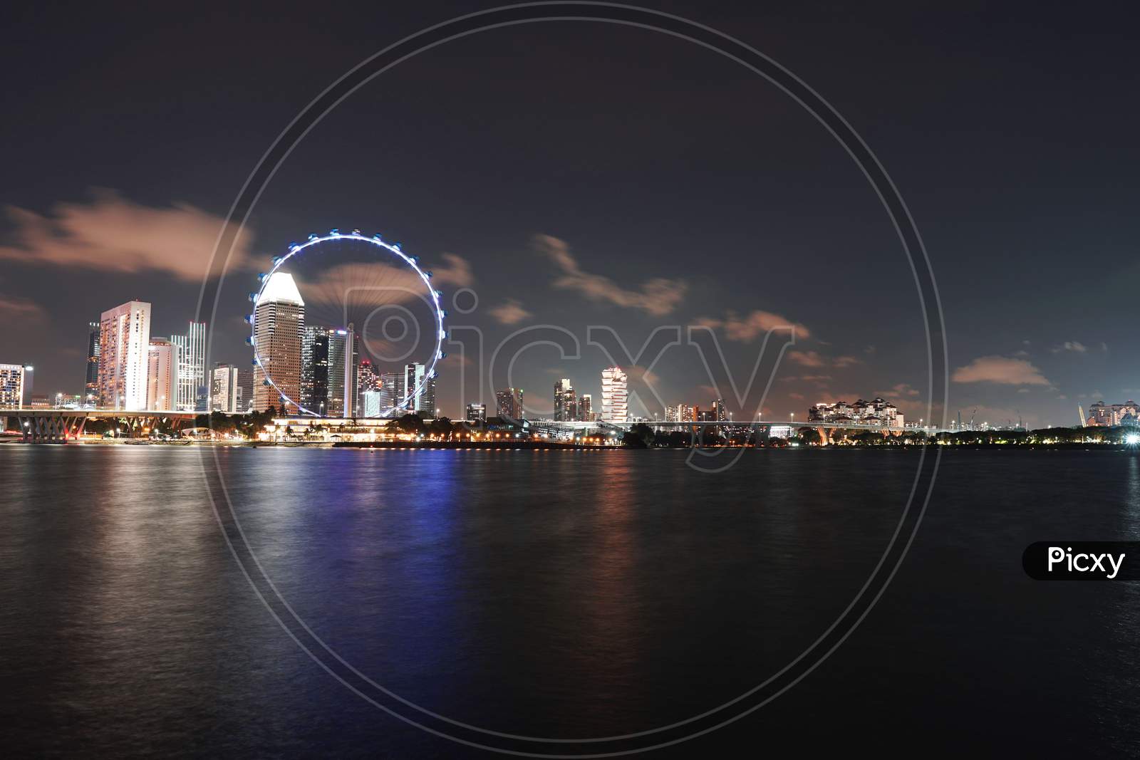 Singapore skyline with dreamy water front