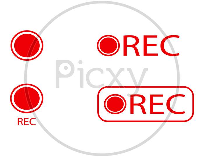 Set Of Rec / Record Button Trendy Flat Style Vector Icon. Symbol For Your Web Site Design, Logo, App Ui. Icon Set.