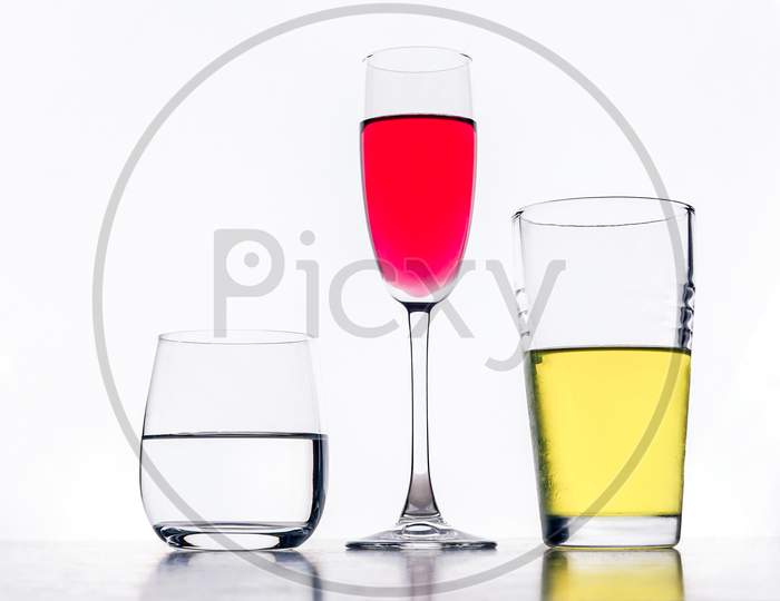 Water wine juice glasses