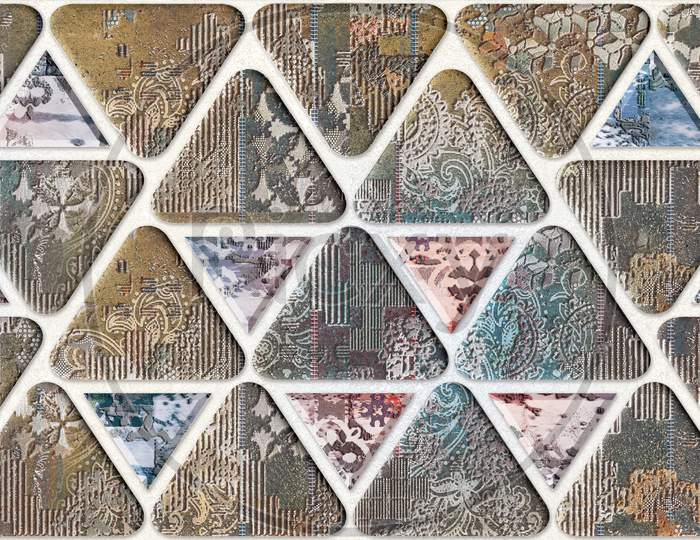 Multicolor Rustic Digital Wall Tile Decor For Interior Home Or Rustic Ceramic Wall Tile Design, Heavily Mixed Wall Art Decor For Home, Wallpaper, Linoleum, Textile, Background.